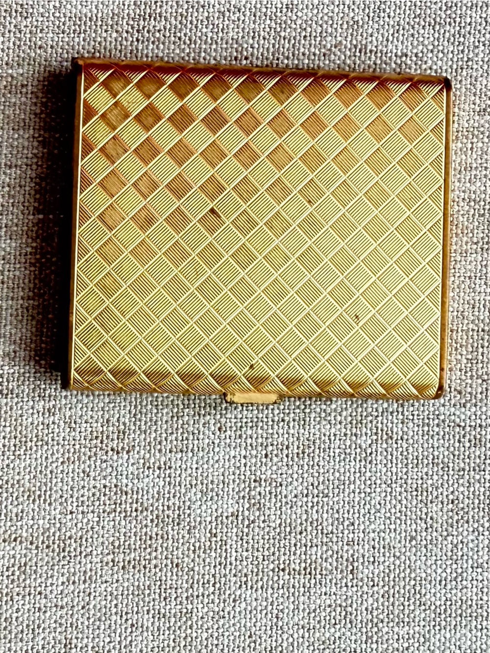 Vintage 1960s Christian Dior Swiss Made Powder Compact Gold Basketweave Mesh